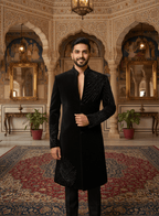 Luxury V Neck Hand Embroidered Sherwani for Wedding - Tepchi Men