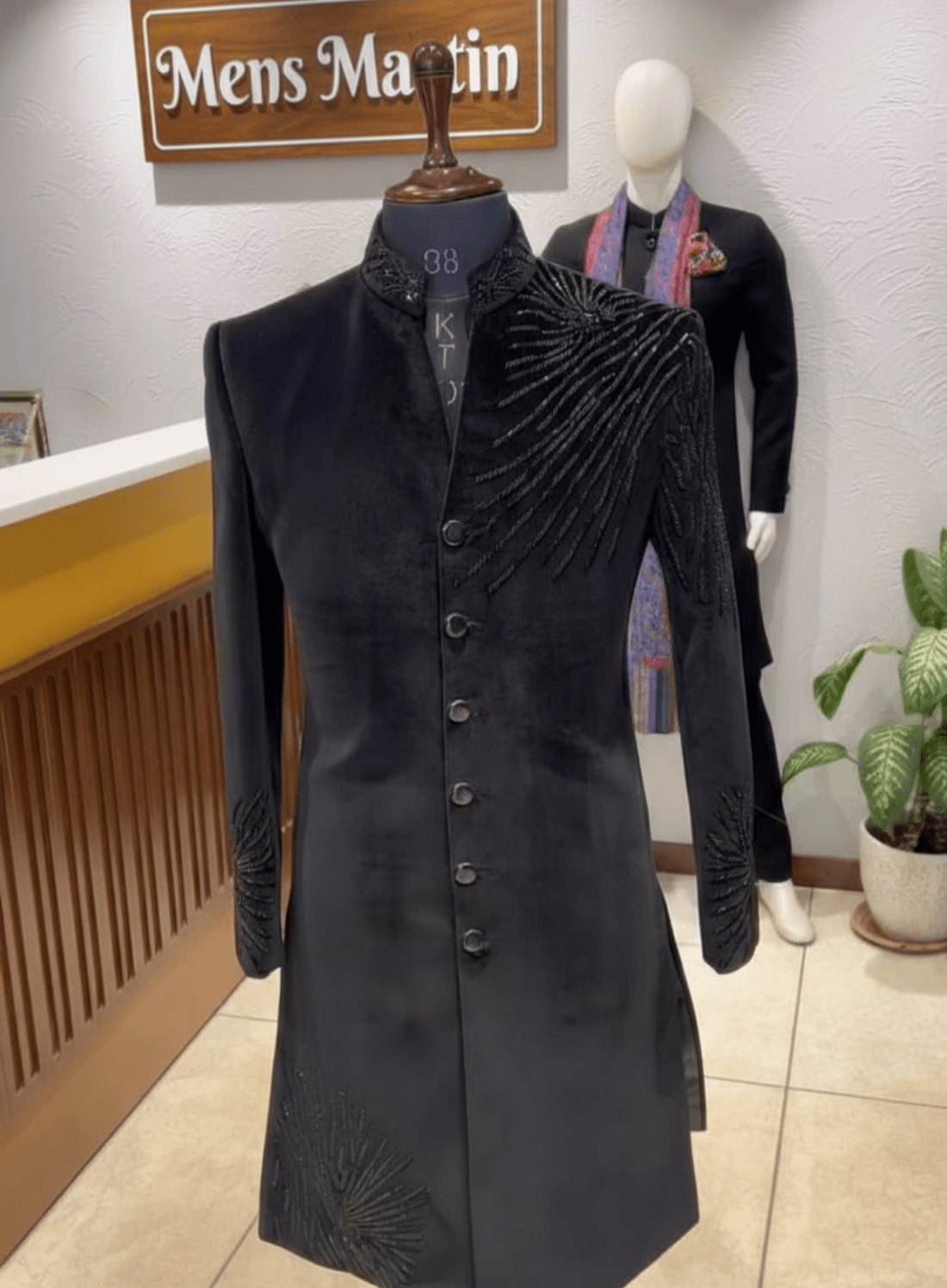 Luxury V Neck Hand Embroidered Sherwani for Wedding - Tepchi Men