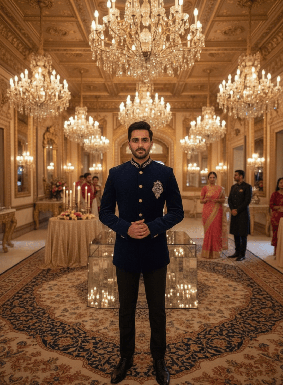 Luxury Velvet Hand Embroidered Bandhgala for Royal Wedding - Tepchi Men