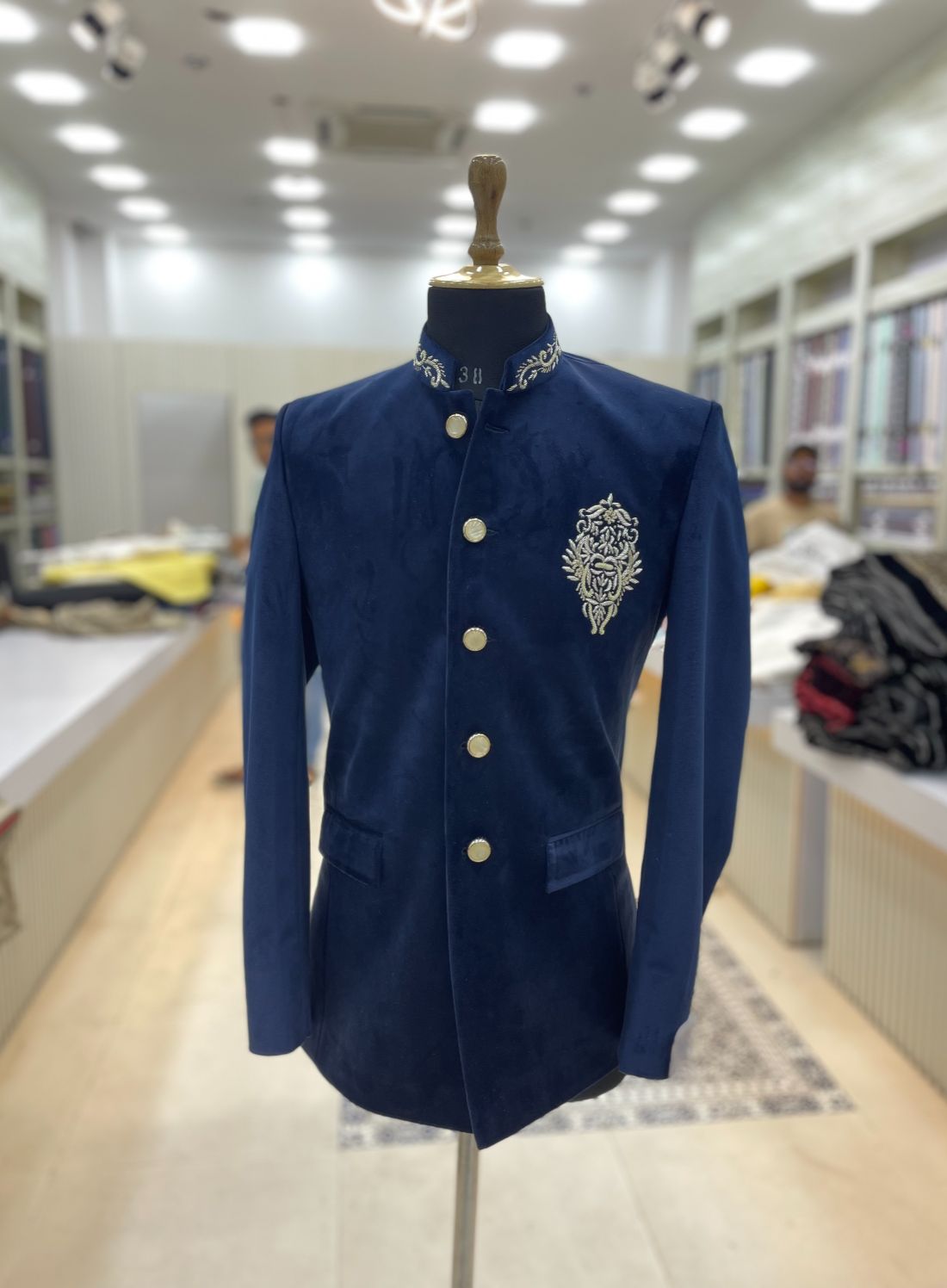 Luxury Velvet Hand Embroidered Bandhgala for Royal Wedding - Tepchi Men