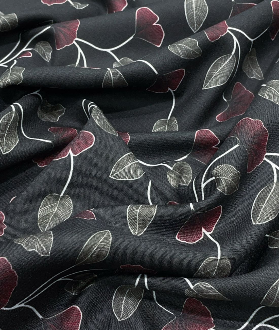 Noir Petal Printed Anti Wrinke Cotton Fabric for Men's Shirts & Kurta - Tepchi Men