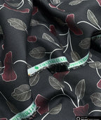Noir Petal Printed Anti Wrinke Cotton Fabric for Men's Shirts & Kurta - Tepchi Men