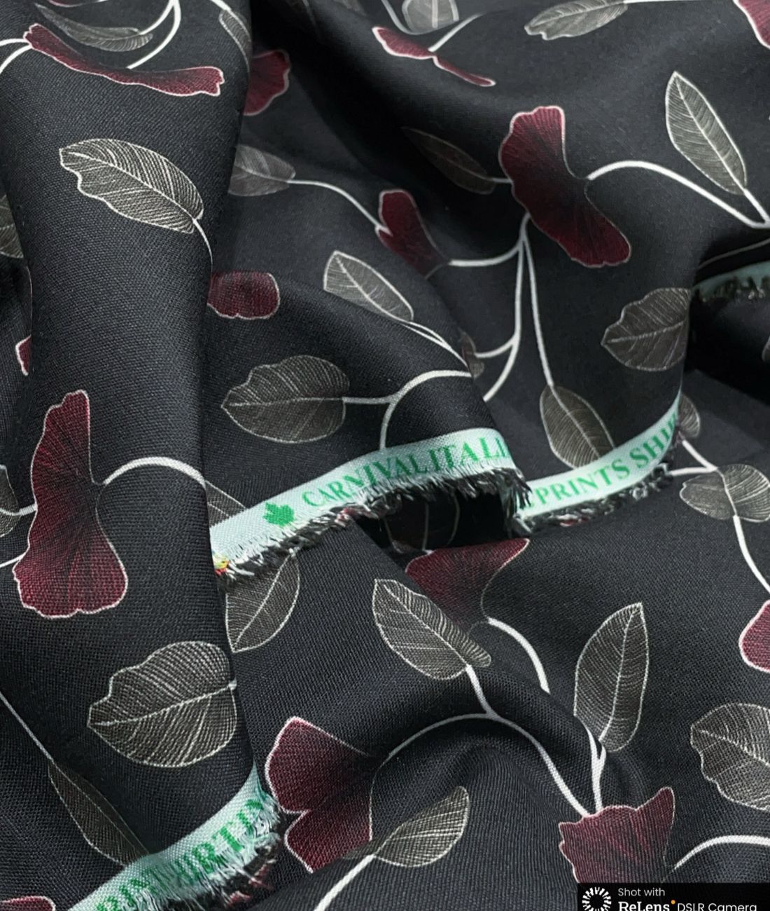 Noir Petal Printed Anti Wrinke Cotton Fabric for Men's Shirts & Kurta - Tepchi Men
