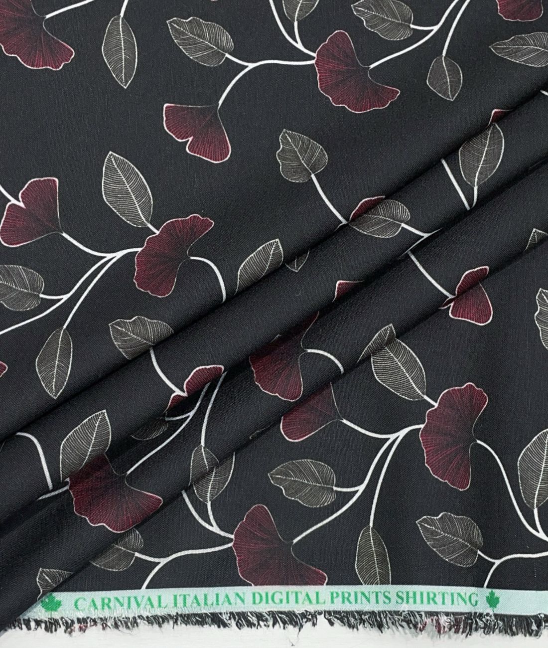 Noir Petal Printed Anti Wrinke Cotton Fabric for Men's Shirts & Kurta - Tepchi Men