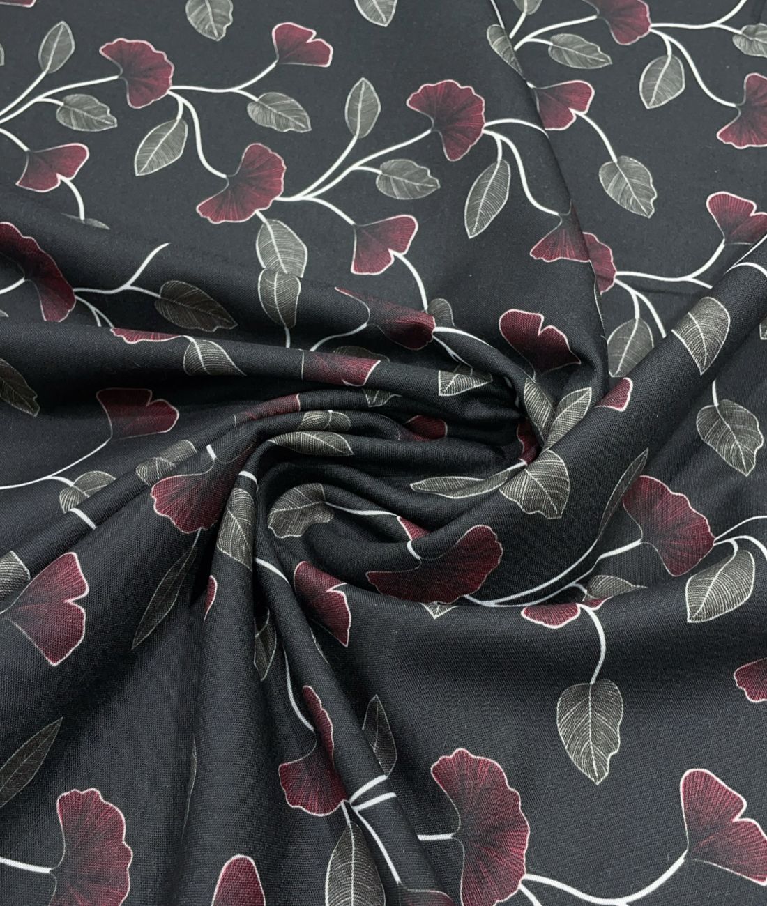 Noir Petal Printed Anti Wrinke Cotton Fabric for Men's Shirts & Kurta - Tepchi Men