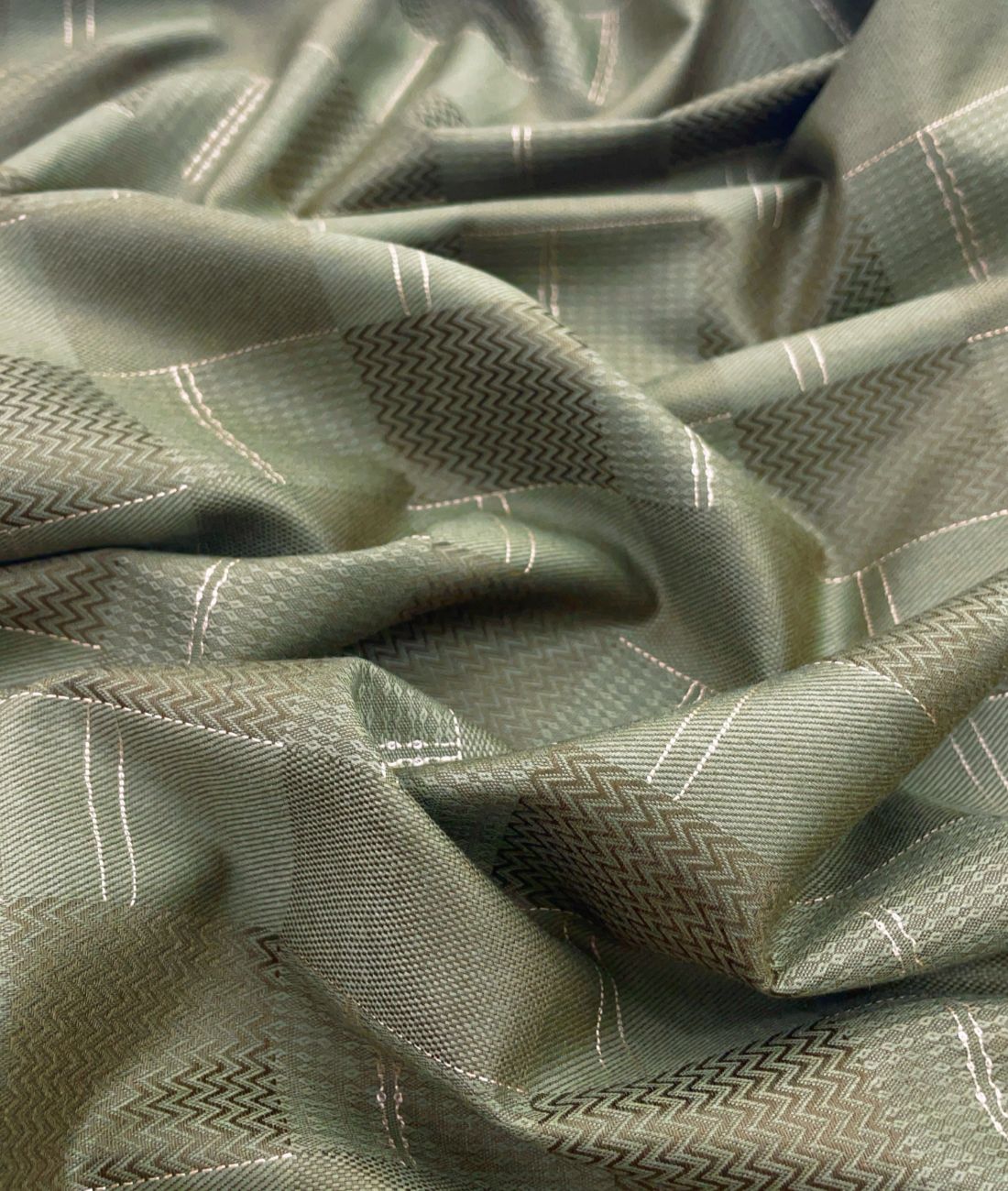 Olive Green Jacquard Giza Cotton Fabric for Shirt & Kurta - Tepchi Men