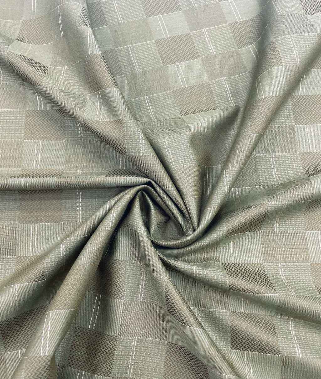 Olive Green Jacquard Giza Cotton Fabric for Shirt & Kurta - Tepchi Men