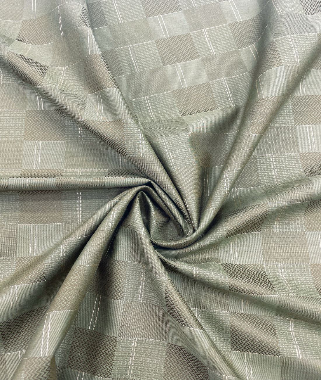 Olive Green Jacquard Giza Cotton Fabric for Shirt & Kurta - Tepchi Men