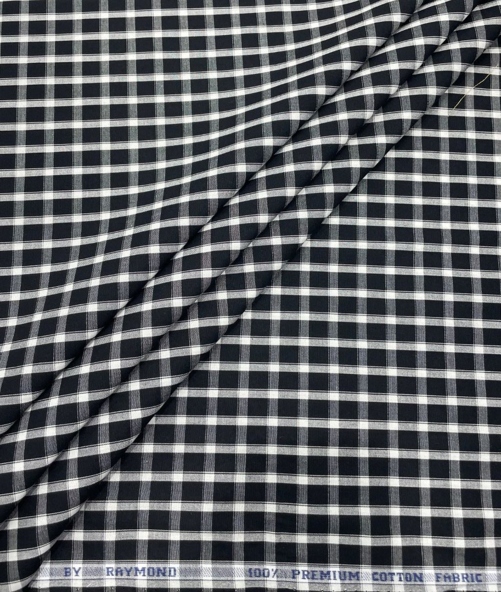 Raymond Small Black & White 100% Premium Cotton Shirt Fabric - Tepchi Men