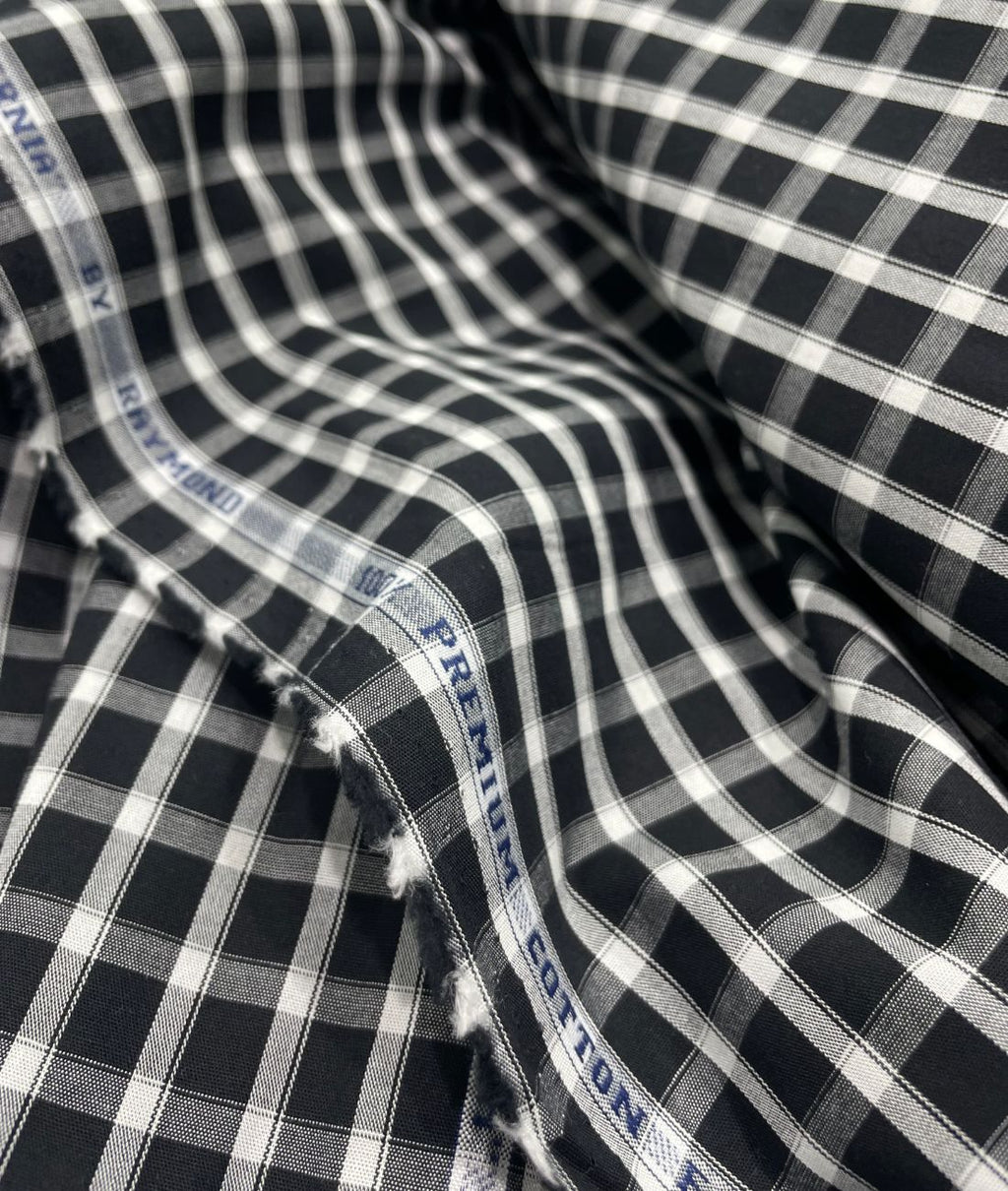 Raymond Small Black & White 100% Premium Cotton Shirt Fabric - Tepchi Men