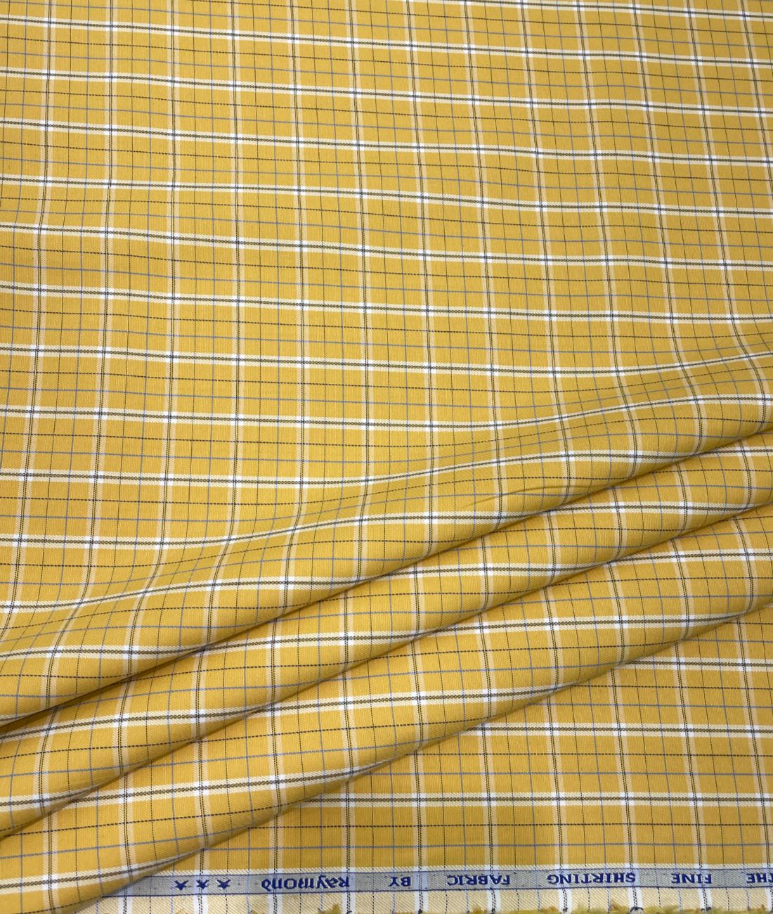 Raymonds Yellow Checks Premium Cotton Fabric for Men's Shirt - Tepchi Men