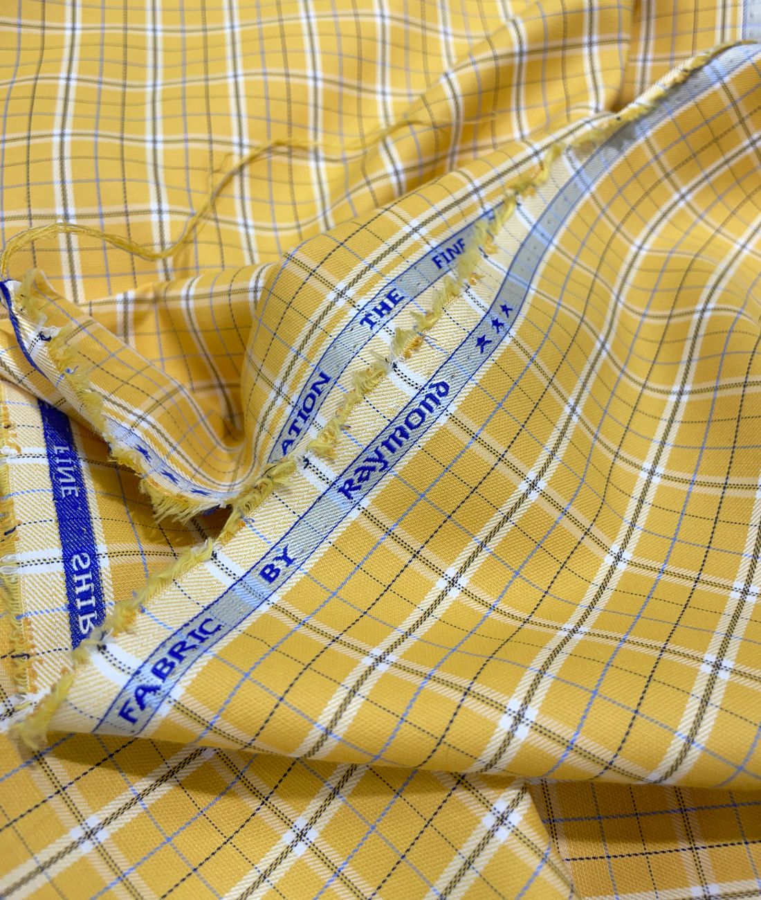 Raymonds Yellow Checks Premium Cotton Fabric for Men's Shirt - Tepchi Men
