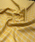 Raymonds Yellow Checks Premium Cotton Fabric for Men's Shirt - Tepchi Men