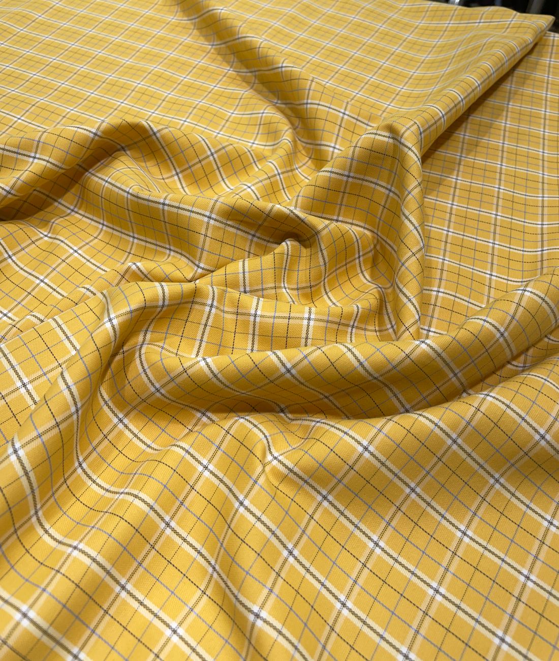 Raymonds Yellow Checks Premium Cotton Fabric for Men's Shirt - Tepchi Men