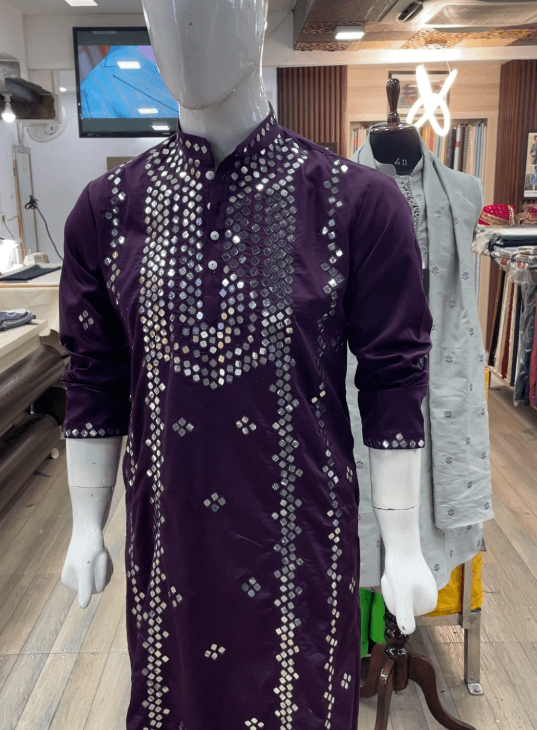 Real Mirror Work Heavy Kurta for Royal Wedding - Tepchi Men
