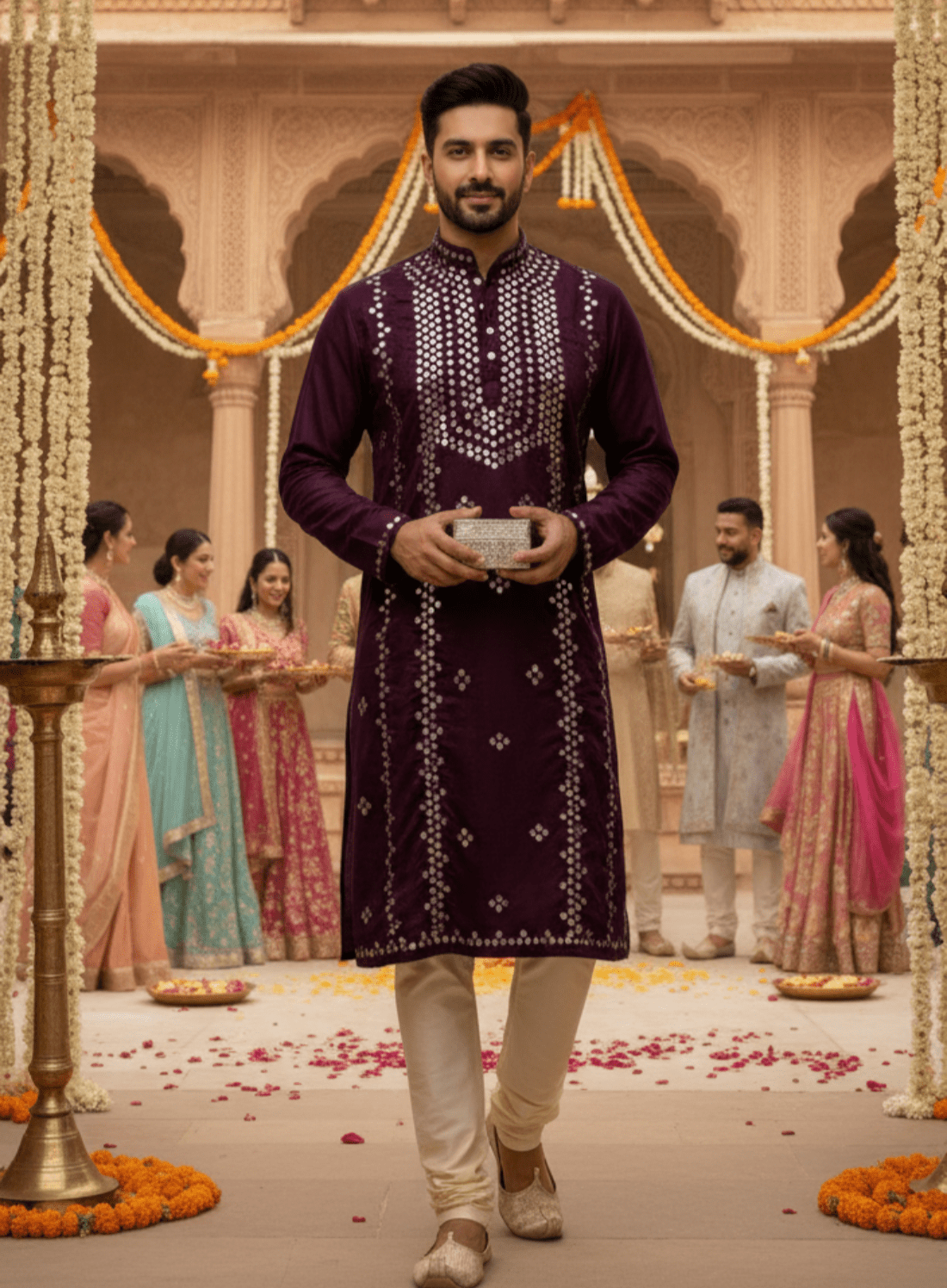 Real Mirror Work Heavy Kurta for Royal Wedding - Tepchi Men