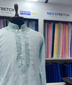 Real Mirror Work Luxury Hand Embroidered Kurta - Tepchi Men