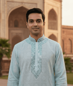 Real Mirror Work Luxury Hand Embroidered Kurta - Tepchi Men