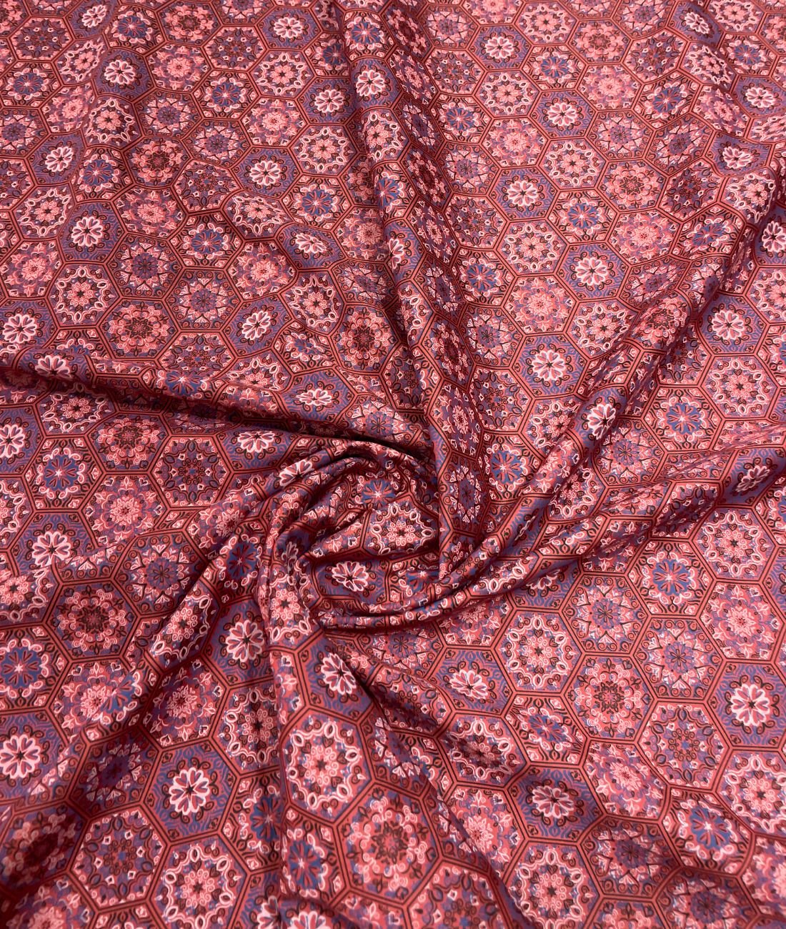 Red Paisley Printed 2 Ply Giza Cotton Fabric for Men's Shirt - Tepchi Men
