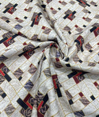 Regal Red & White Printed Anti Wrinke Cotton Fabric for Men's Shirts & Kurta - Tepchi Men