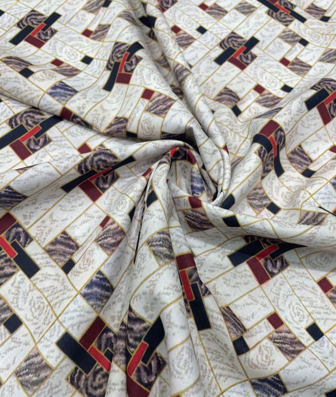 Regal Red & White Printed Anti Wrinke Cotton Fabric for Men's Shirts & Kurta - Tepchi Men