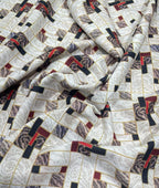 Regal Red & White Printed Anti Wrinke Cotton Fabric for Men's Shirts & Kurta - Tepchi Men