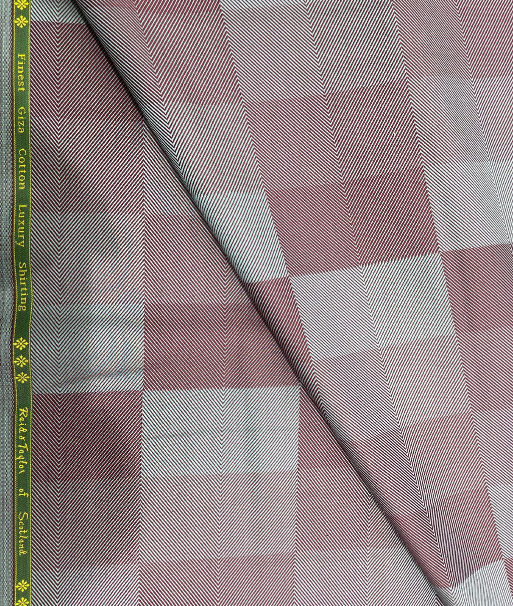 Reid & Taylor Luxury 2 Ply Giza Cotton Men's Unstitched Checks Fabric - Tepchi Men