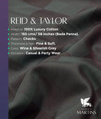 Reid & Taylor Luxury 2 Ply Giza Cotton Men's Unstitched Checks Fabric - Tepchi Men