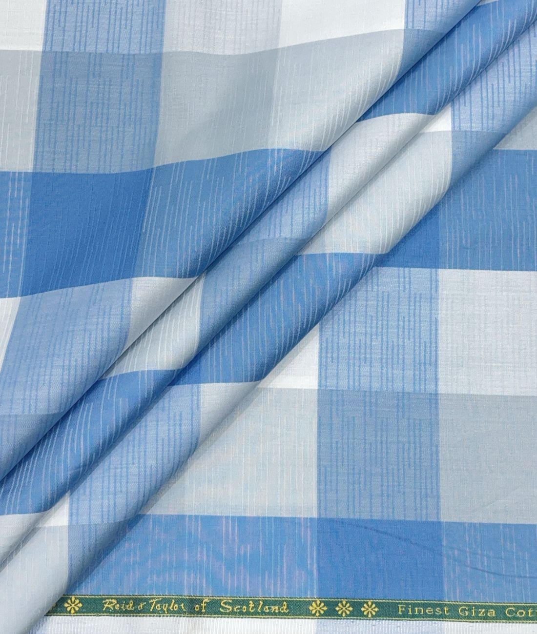 Reid & Taylor Luxury Giza Cotton Big Checks Fabric for Men's Shirt - Tepchi Men