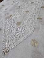 Lucknowi Chikan Malmal Zari Boti