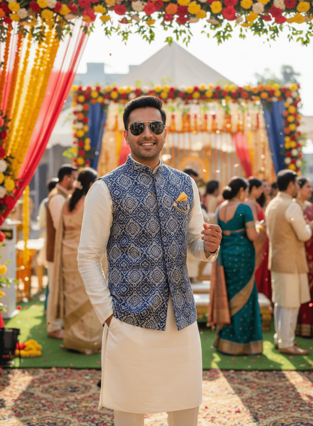 Royal Sadri, Kurta & Pajama Set for Wedding - Tepchi Men