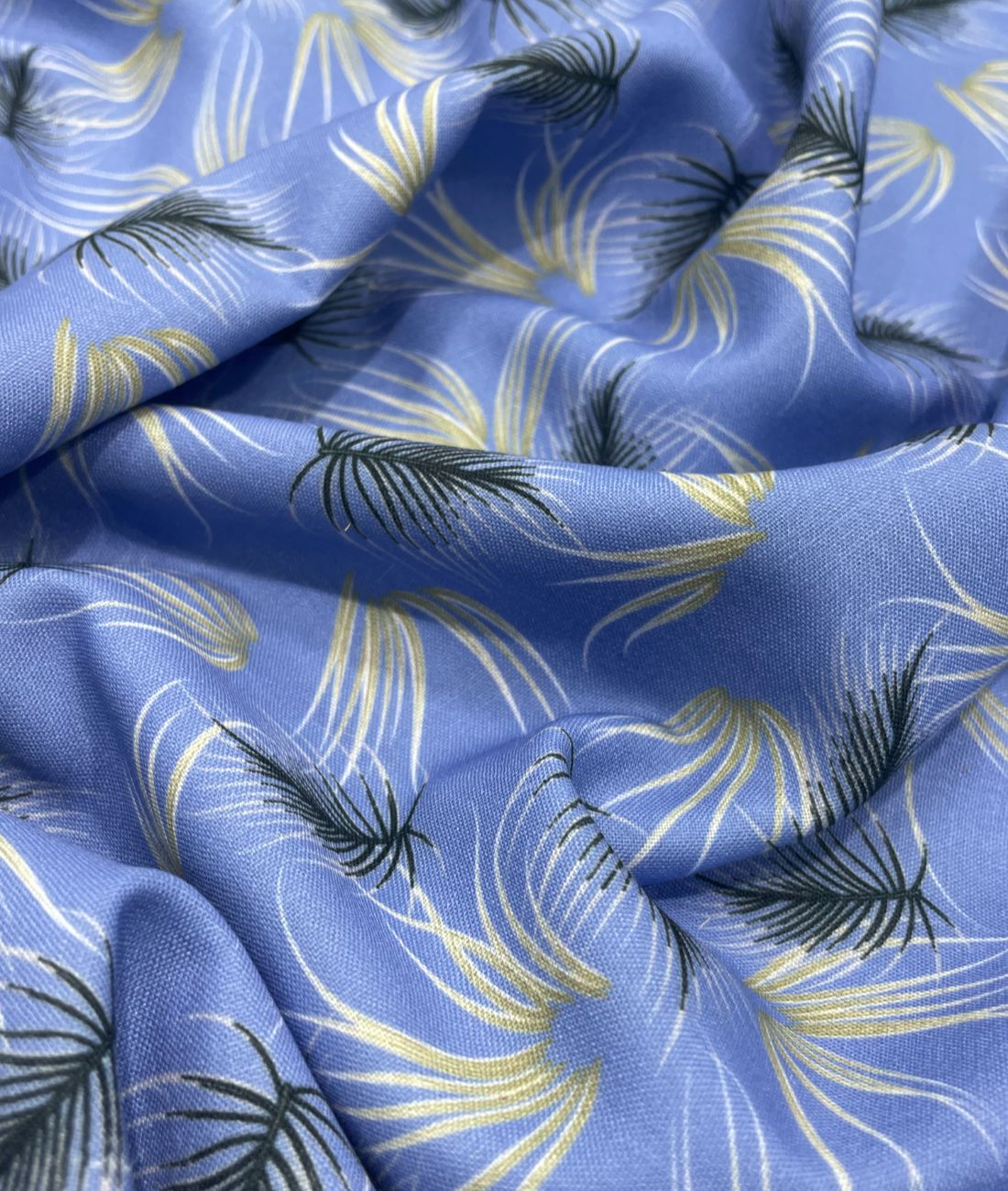 Sky Blue Printed Anti Wrinke Cotton Fabric for Men's Shirts & Kurta - Tepchi Men