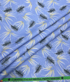 Sky Blue Printed Anti Wrinke Cotton Fabric for Men's Shirts & Kurta - Tepchi Men