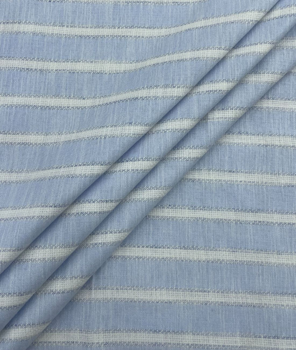 Sky Blue Stripe Linen Fabric for Shirt & Kurta - Tepchi Men