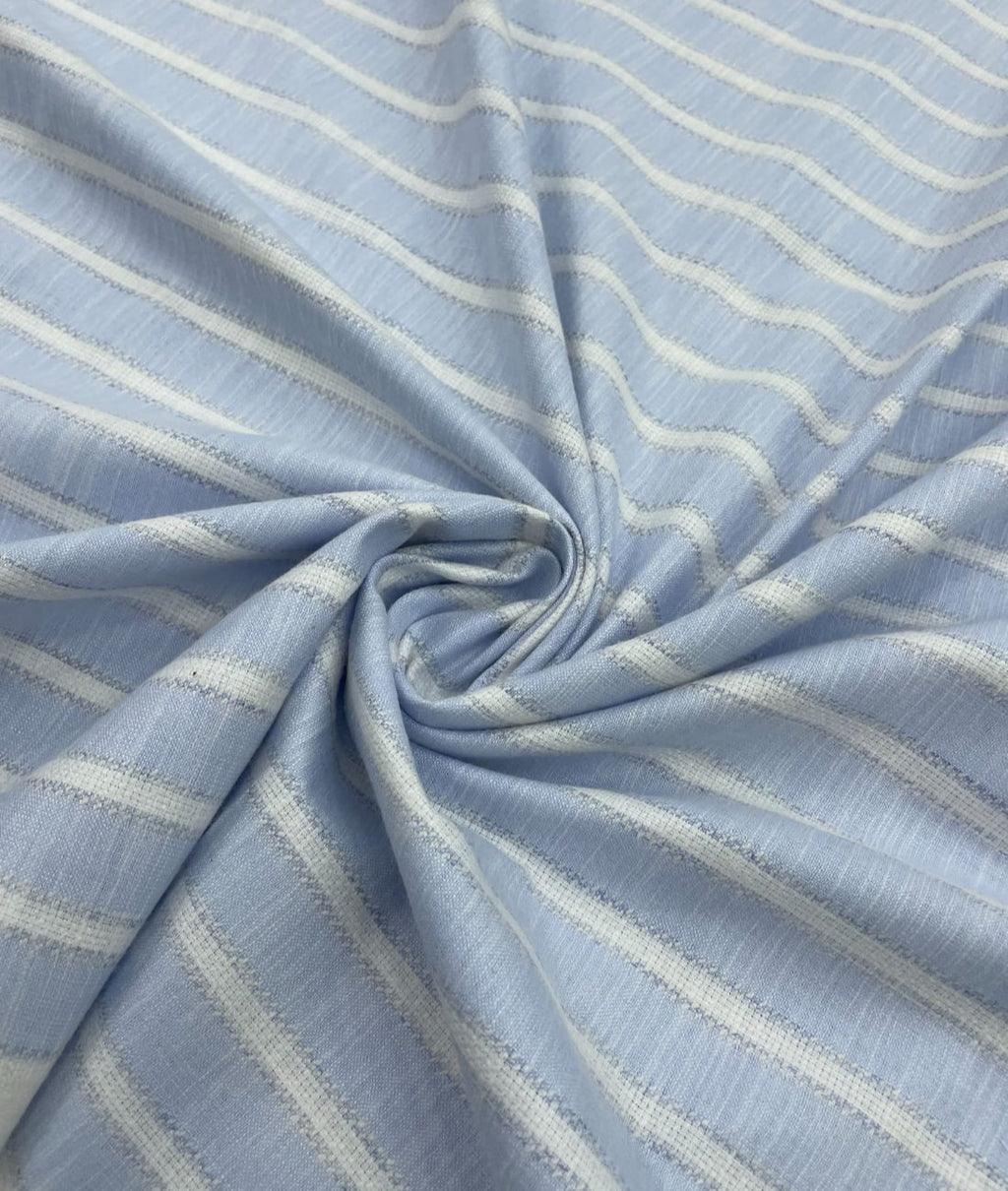 Sky Blue Stripe Linen Fabric for Shirt & Kurta - Tepchi Men