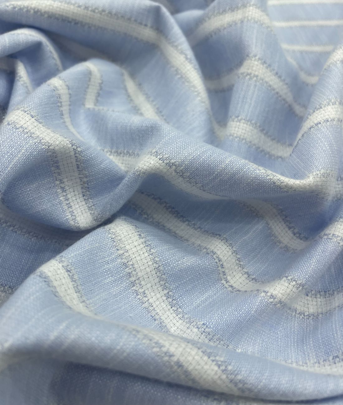 Sky Blue Stripe Linen Fabric for Shirt & Kurta - Tepchi Men