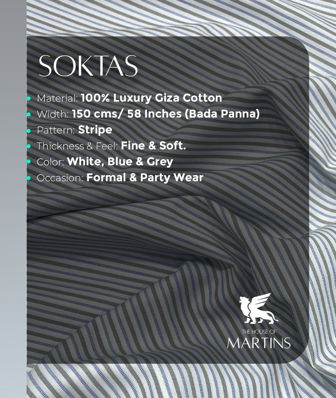 Soktas Stripe 2 Ply Cotton Fabric for Men's Shirt - Tepchi Men