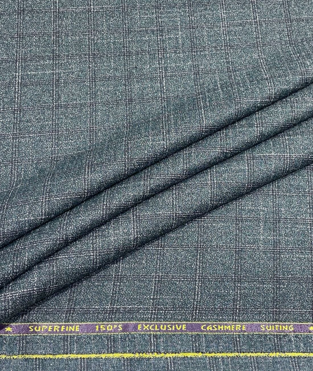 Spaadaa 150s Green Cashmere Wool Blend Checks Fabric - Tepchi Men