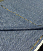 Spaadaa 180's Blue Wool Blend Checks Fabric - Tepchi Men