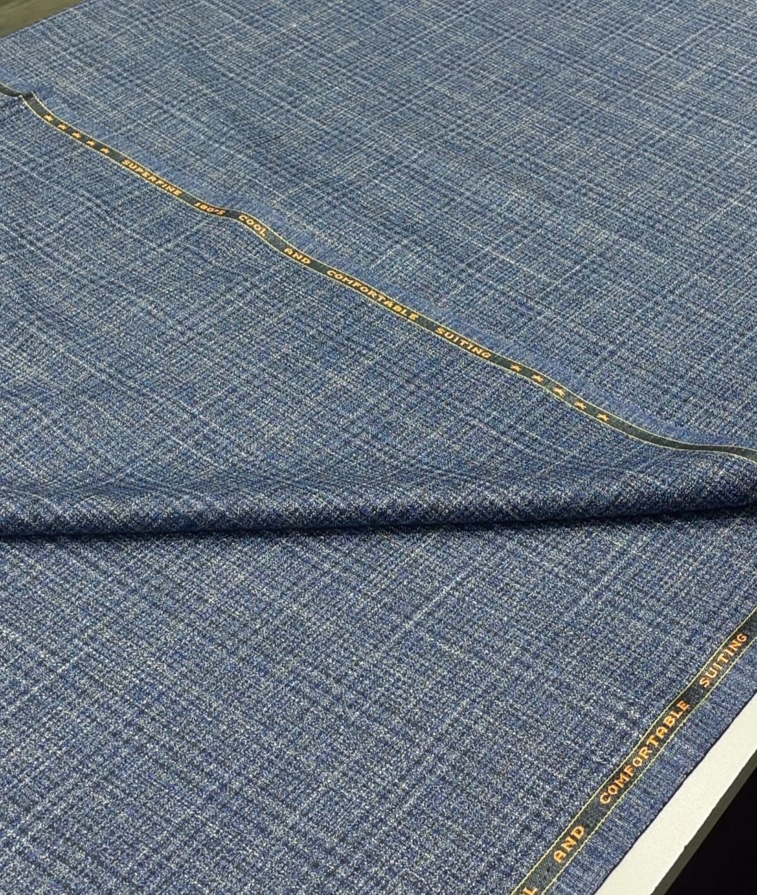 Spaadaa 180's Blue Wool Blend Checks Fabric - Tepchi Men