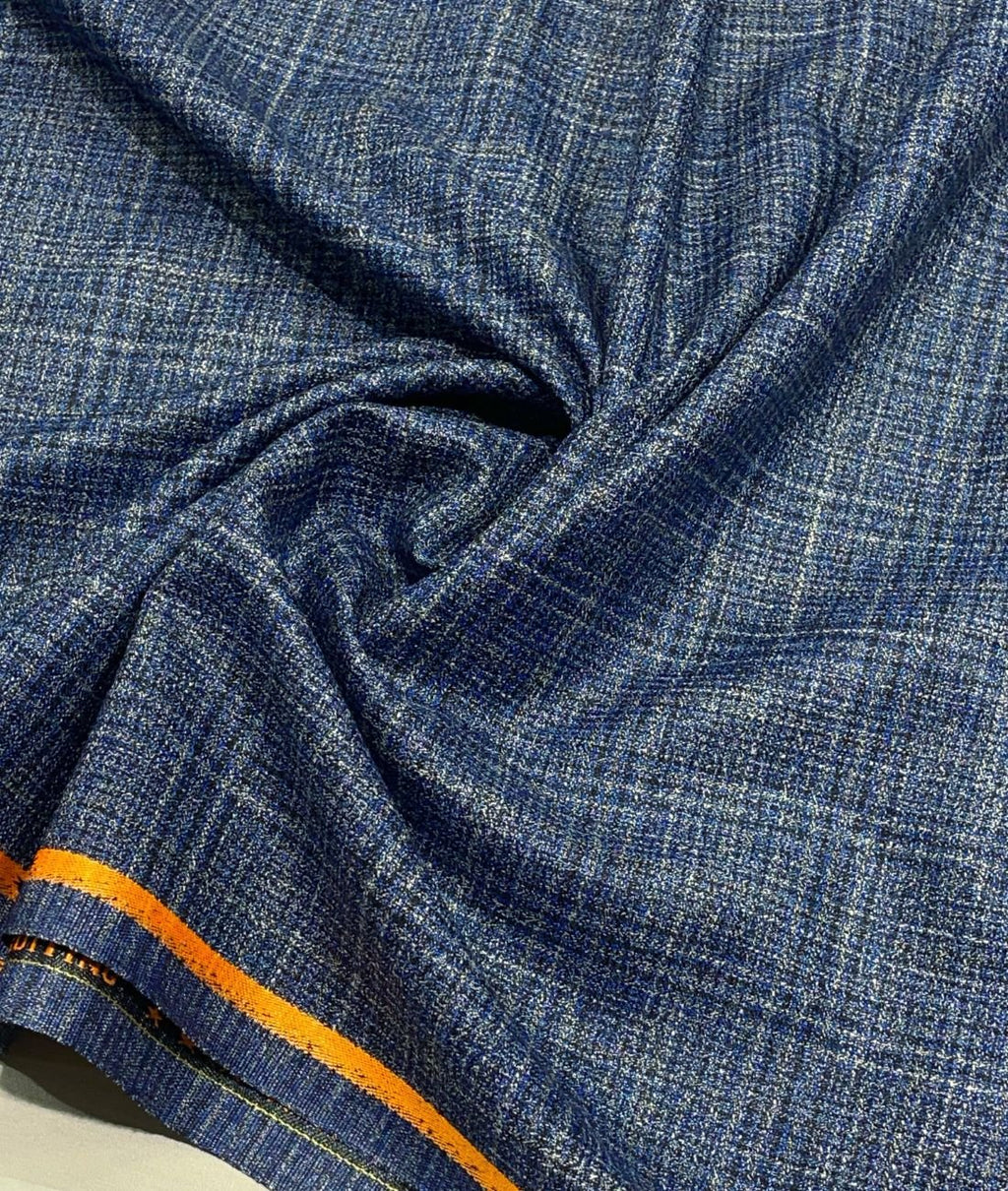 Spaadaa 180's Blue Wool Blend Checks Fabric - Tepchi Men