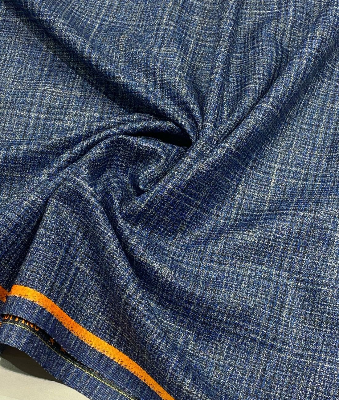 Spaadaa 180's Blue Wool Blend Checks Fabric - Tepchi Men