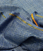 Spaadaa 180's Blue Wool Blend Checks Fabric - Tepchi Men