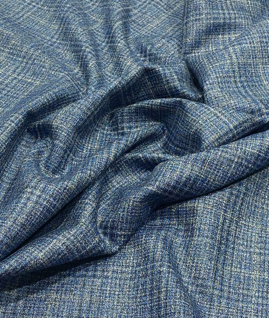 Spaadaa 180's Blue Wool Blend Checks Fabric - Tepchi Men