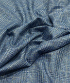 Spaadaa 180's Blue Wool Blend Checks Fabric - Tepchi Men
