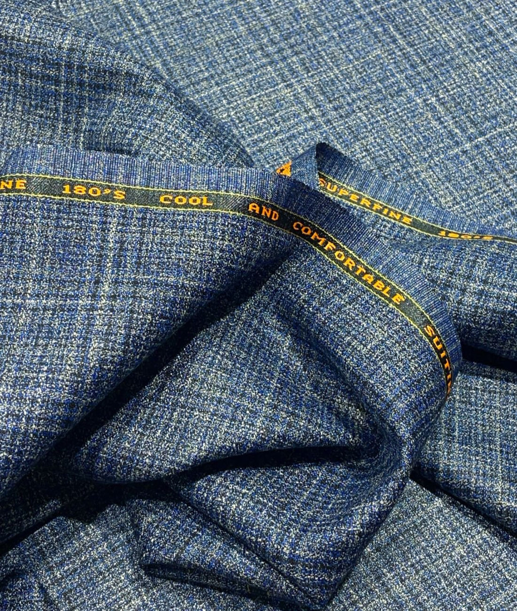 Spaadaa 180's Blue Wool Blend Checks Fabric - Tepchi Men