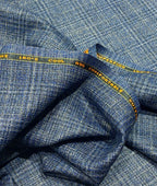 Spaadaa 180's Blue Wool Blend Checks Fabric - Tepchi Men