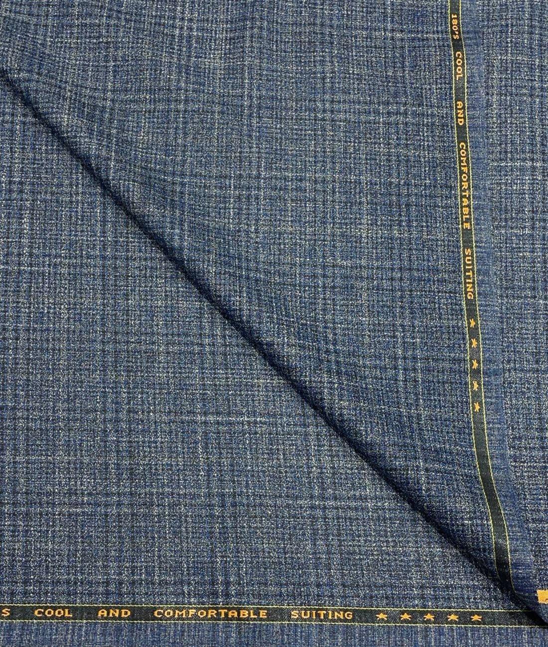 Spaadaa 180's Blue Wool Blend Checks Fabric - Tepchi Men