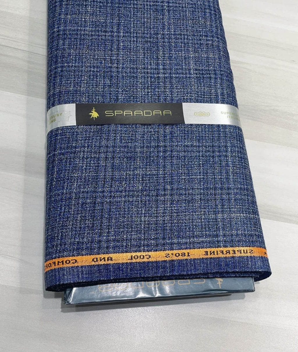 Spaadaa 180's Blue Wool Blend Checks Fabric - Tepchi Men