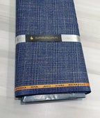 Spaadaa 180's Blue Wool Blend Checks Fabric - Tepchi Men